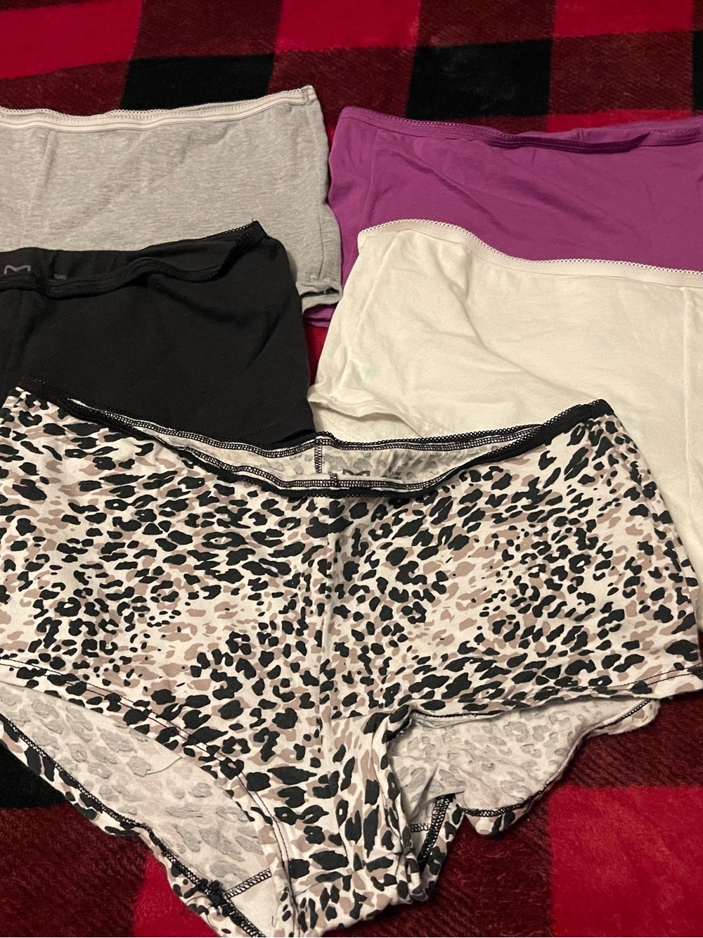 Maidenform Boyshorts Multi-Pack in Black, Gray, White, Purple & Leopard